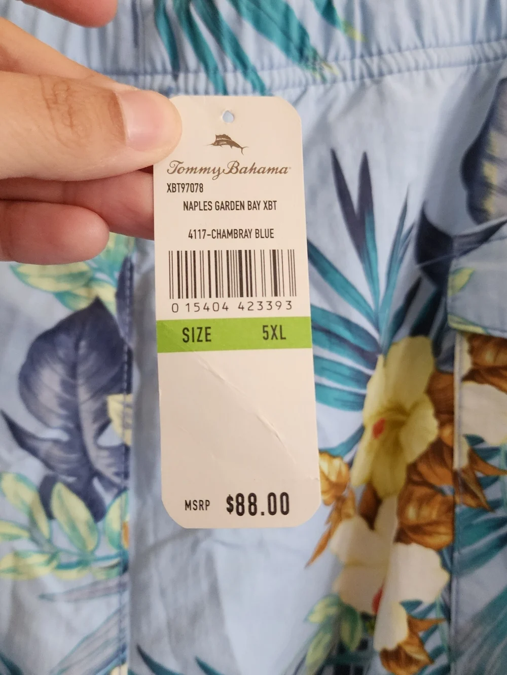 NWT Tommy Bahama Naples Garden Bay Swim Trunks 5XL Chambray Blue